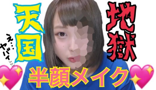【やべぇ】本気で半顔メイクしたら差が大きすぎた…。【ふくれな】【メイク】