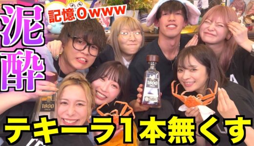 【泥酔】男女でテキーラ1本飲み切る企画したら途中から記憶が無いwwwwwww